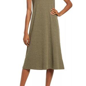 Women's Madewell Westville tank midi dress olive color $75 price tag. New Tags